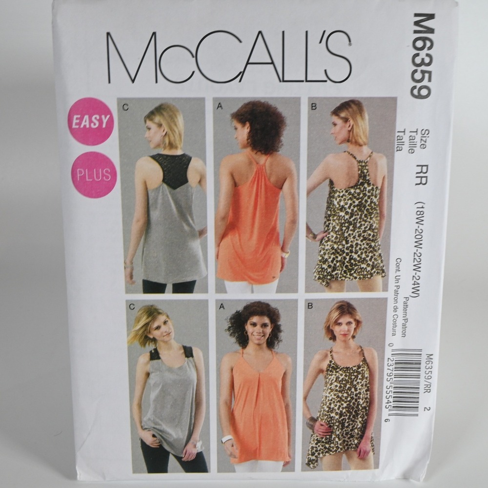 McCall's Sewing Pattern M6359 Women Size 18W-24W Uncut Factory Folded